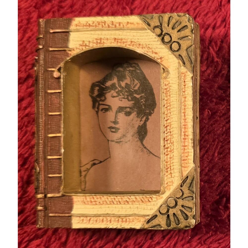 Vintage Style Mini Book Picture Frame Portrait Made in China 2.5” Decorative